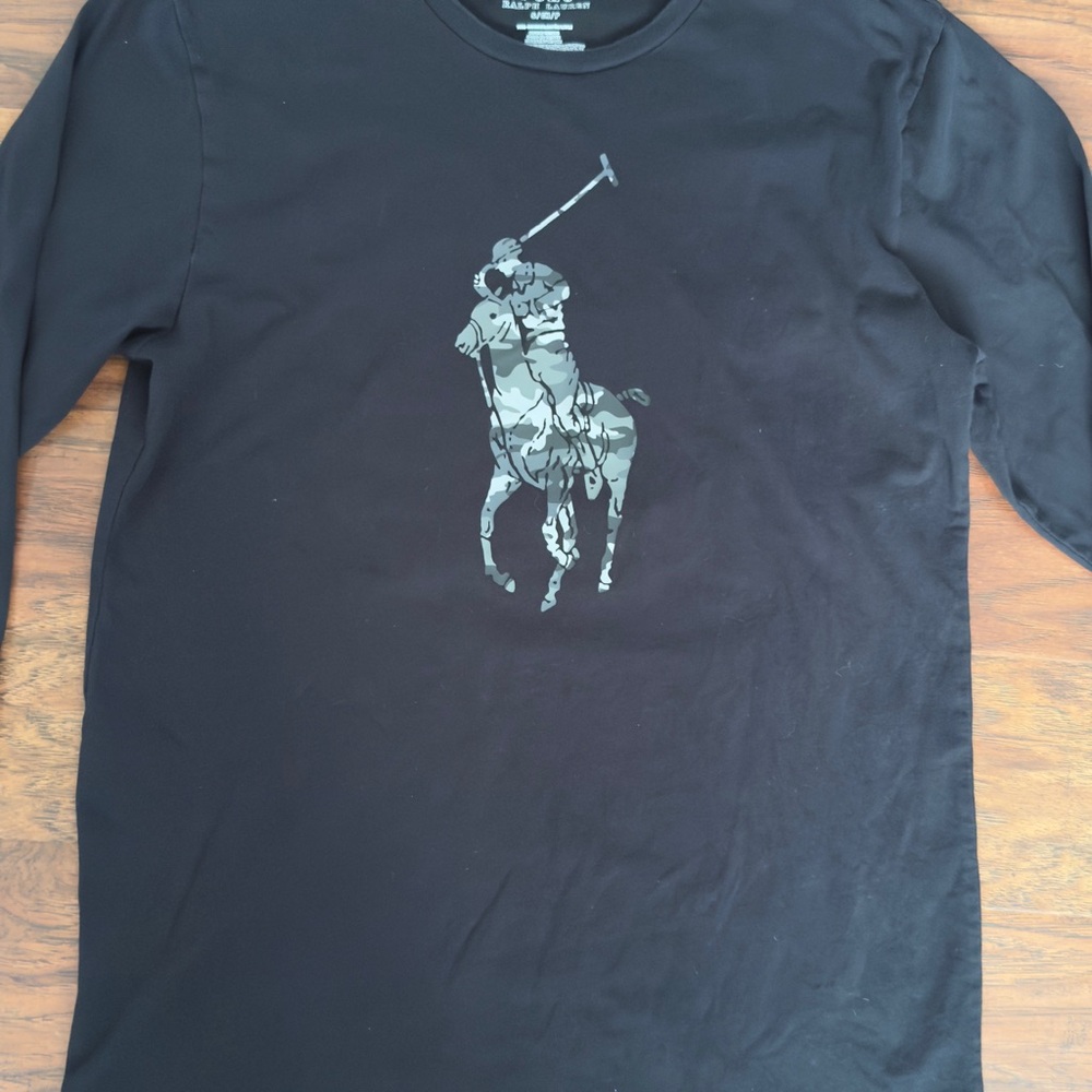 Ralph Lauren Black Long Sleeve Tee with Polo Design - Picture 2 of 6